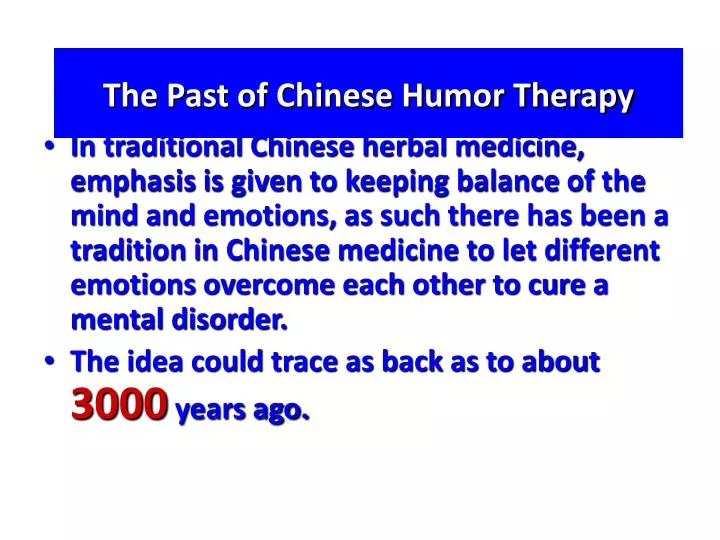 the past of chinese humor therapy