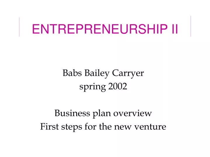 entrepreneurship ii