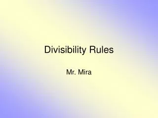 Divisibility Rules