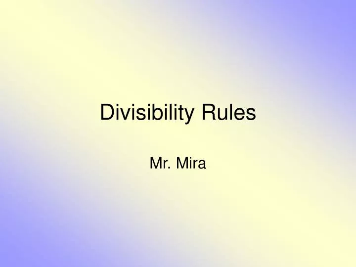 divisibility rules