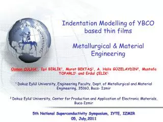 Indentation Modelling of YBCO based thin films Metallurgical &amp; Material Engineering