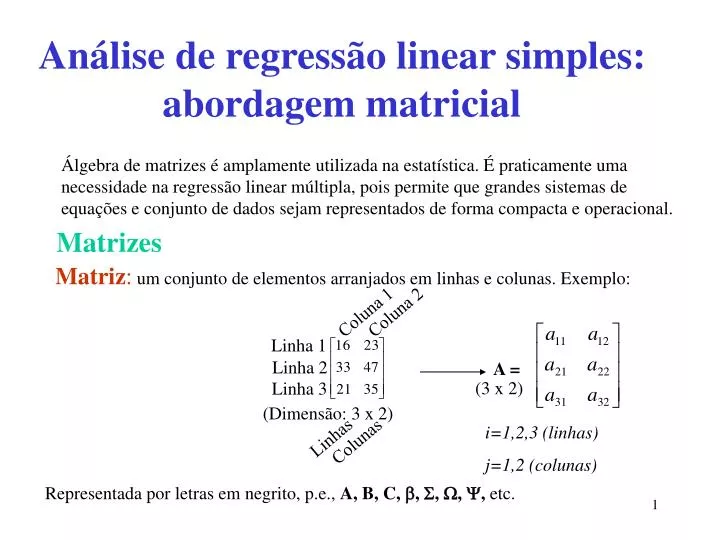 an lise de regress o linear simples abordagem matricial
