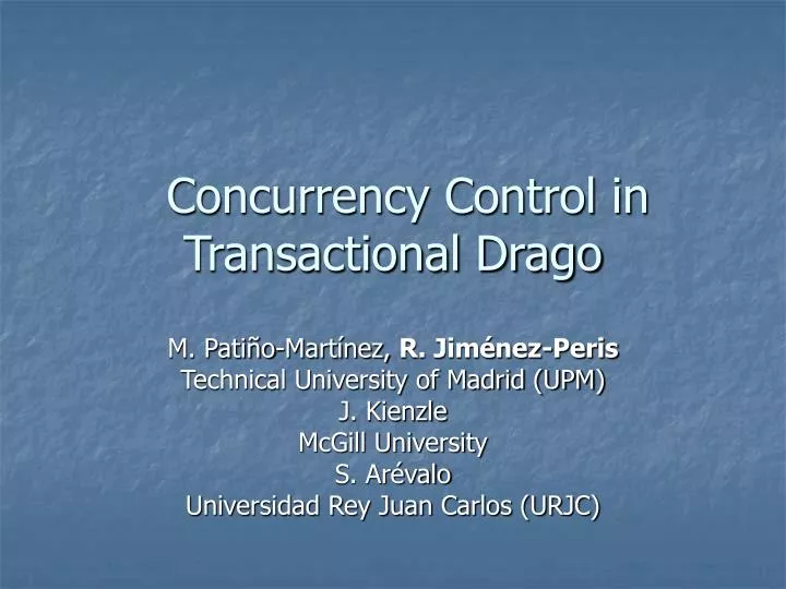 concurrency control in transactional drago