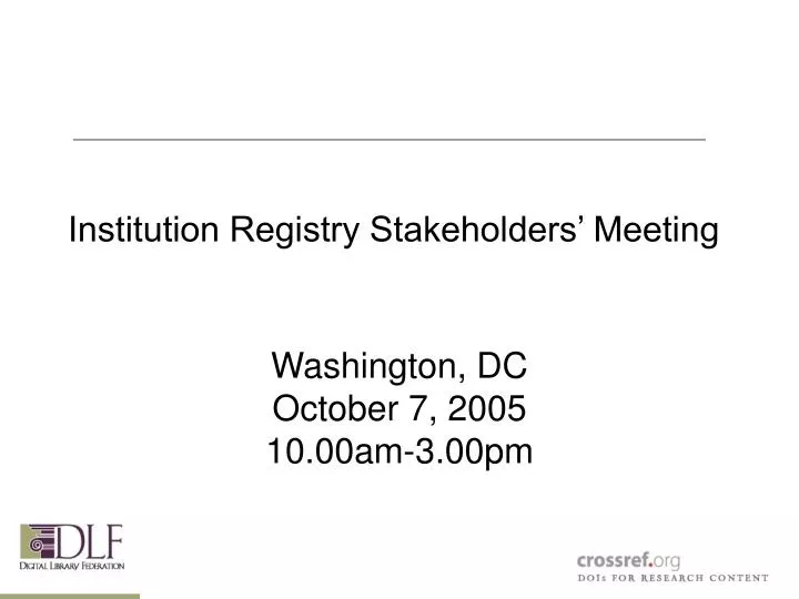 institution registry stakeholders meeting