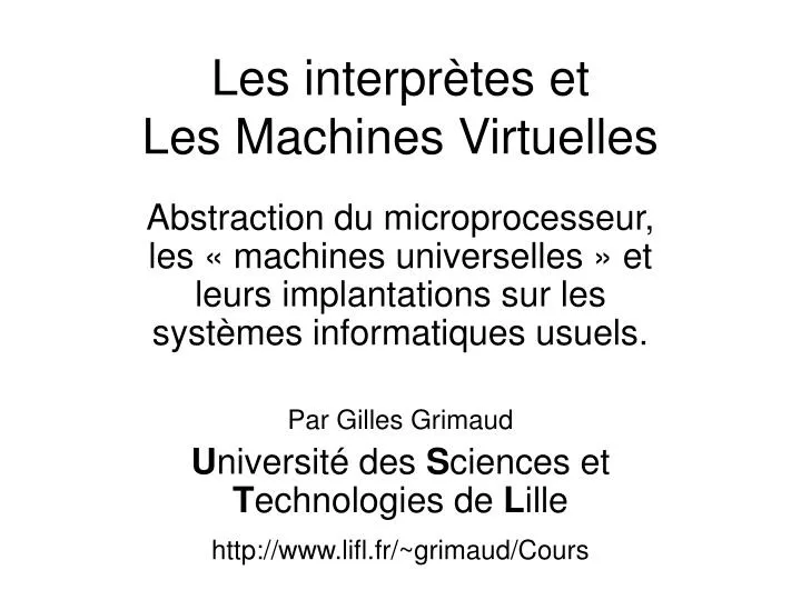 les interpr tes et les machines virtuelles