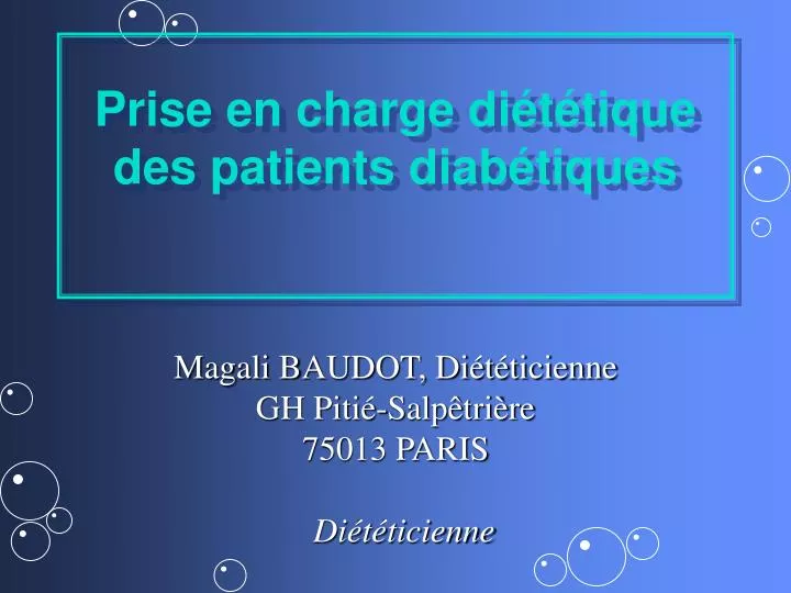 prise en charge di t tique des patients diab tiques