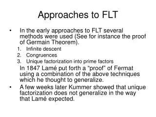 Approaches to FLT