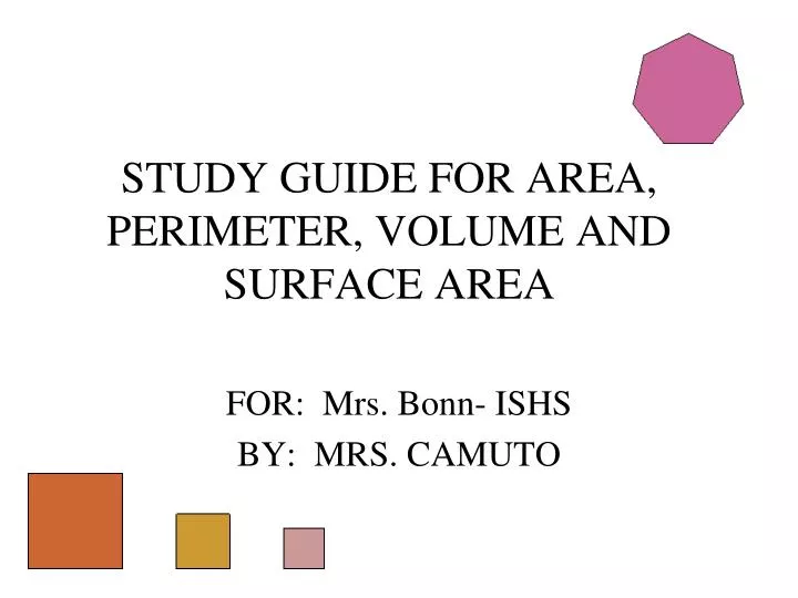 study guide for area perimeter volume and surface area