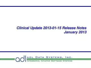 Clinical Update 2013-01-15 Release Notes January 2013