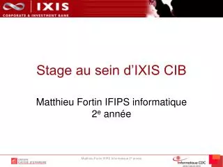 stage au sein d ixis cib