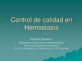 control de calidad en hemostasia