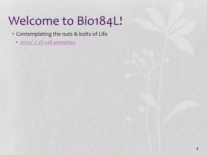 welcome to bio184l
