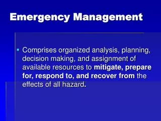 Emergency Management