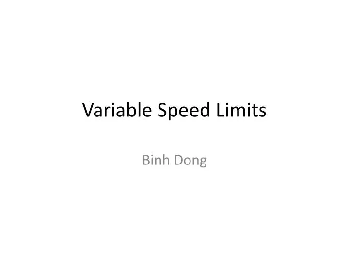 variable speed limits