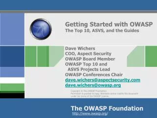The OWASP Documentation Projects