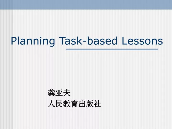 planning task based lessons