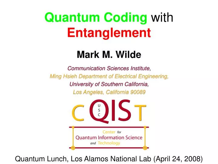 quantum coding with entanglement
