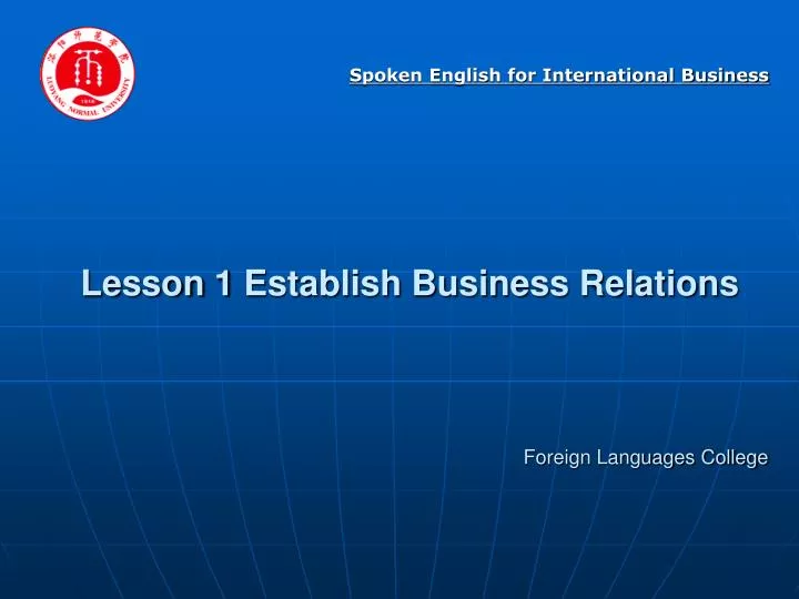 lesson 1 establish business relations