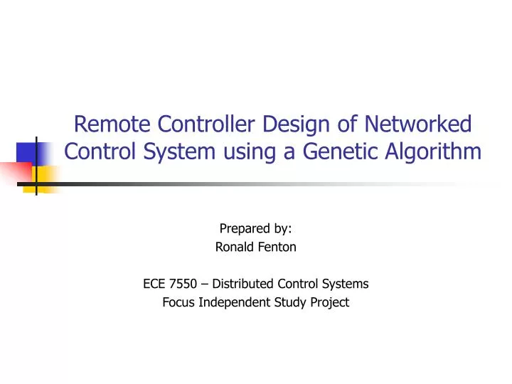 remote controller design of networked control system using a genetic algorithm