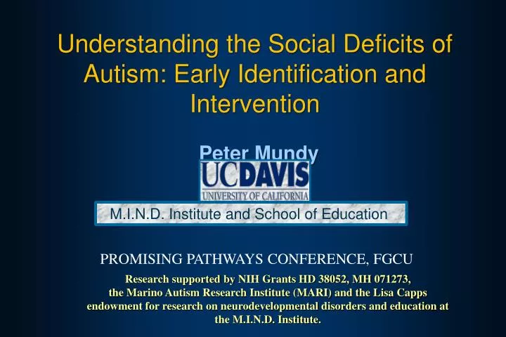 understanding the social deficits of autism early identification and intervention