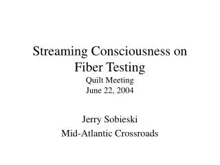 Streaming Consciousness on Fiber Testing Quilt Meeting June 22, 2004