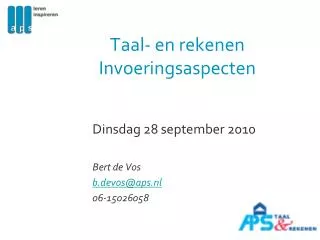 taal en rekenen invoeringsaspecten