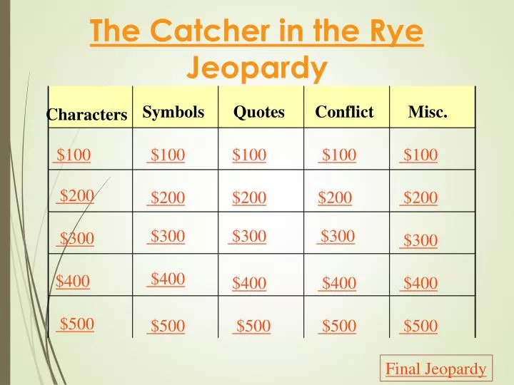 the catcher in the rye jeopardy