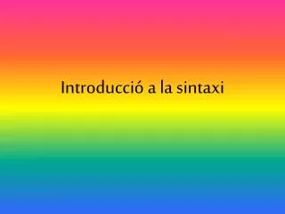 introducci a la sintaxi