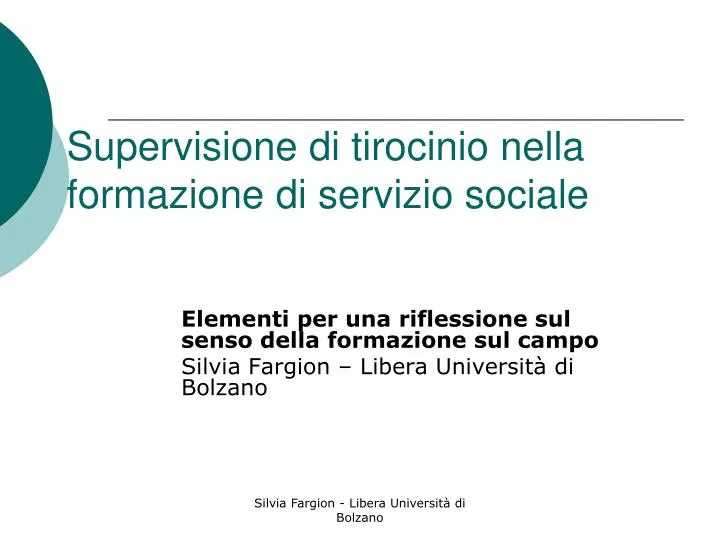 supervisione di tirocinio nella formazione di servizio sociale