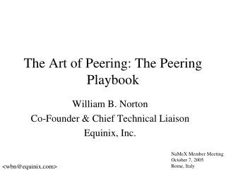 The Art of Peering: The Peering Playbook