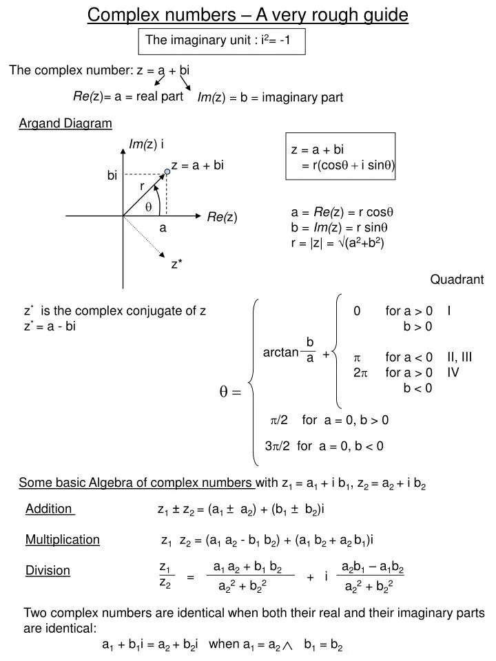 complex numbers a very rough guide