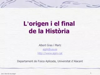 l origen i el final de la hist ria