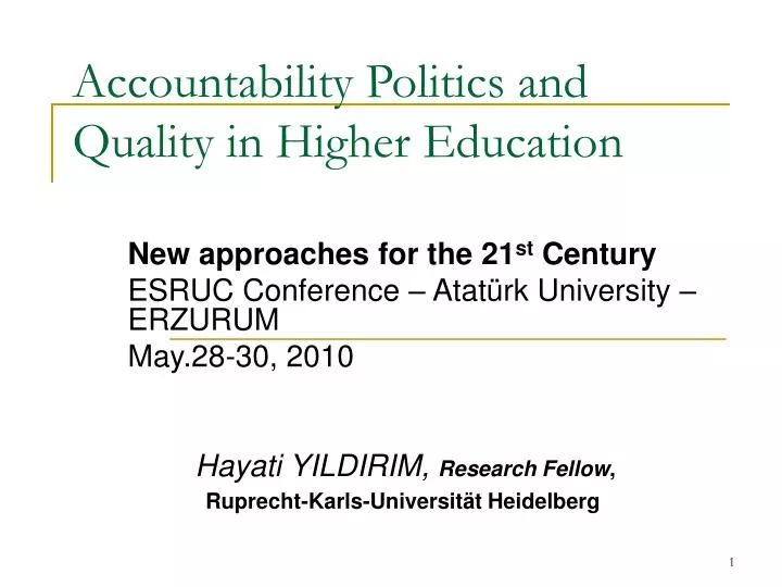 accountability politics and quality in higher education