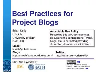 Best Practices for Project Blogs