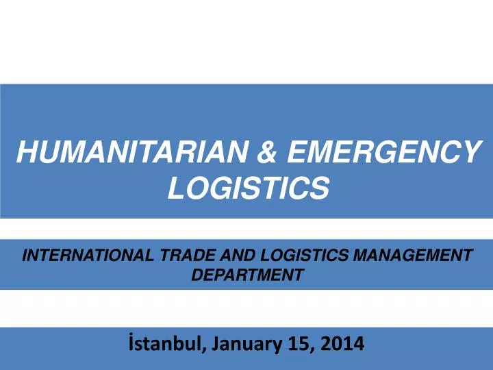 humanitarian emergency logistics