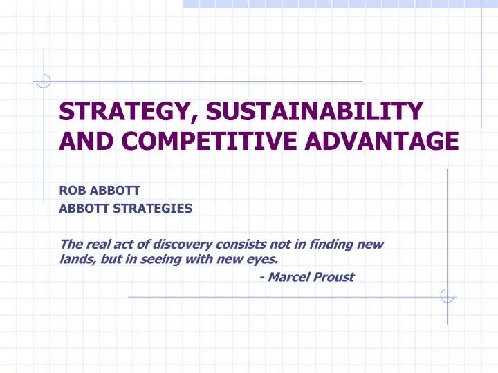 strategy sustainability and competitive advantage
