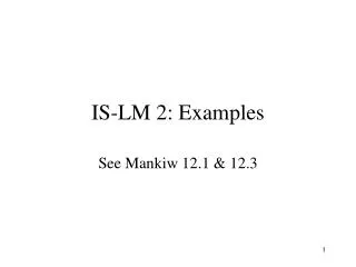 IS-LM 2: Examples