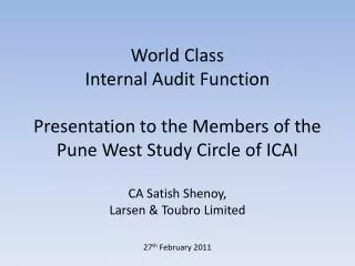 Key aspects of a World Class Internal Audit Function