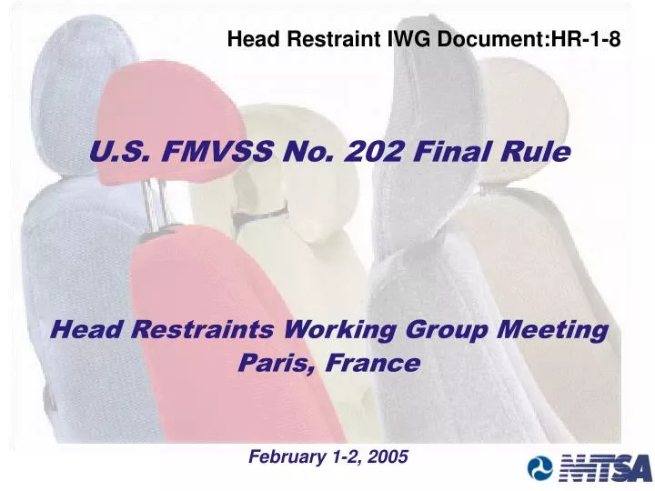 head restraints working group meeting paris france