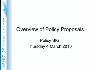 Overview of Policy Proposals