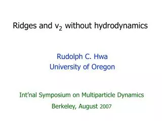 Ridges and v 2 without hydrodynamics