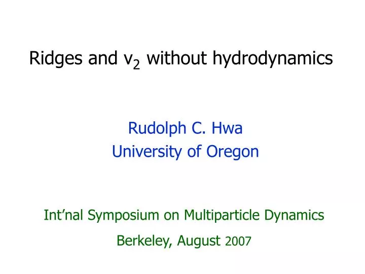 ridges and v 2 without hydrodynamics
