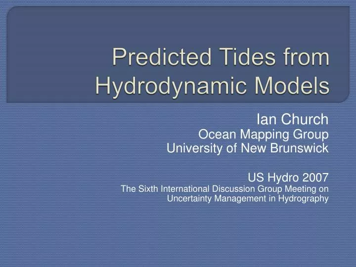 predicted tides from hydrodynamic models