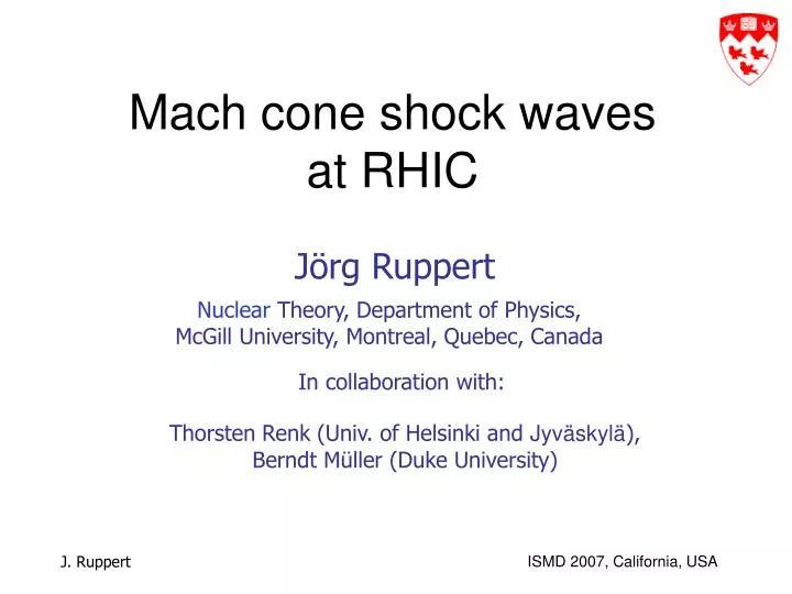 mach cone shock waves at rhic