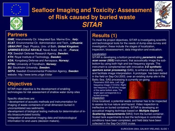 seafloor imaging and toxicity assessment of risk caused by buried waste sitar