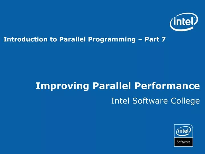 improving parallel performance