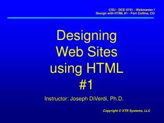 Designing Web Sites using HTML #1