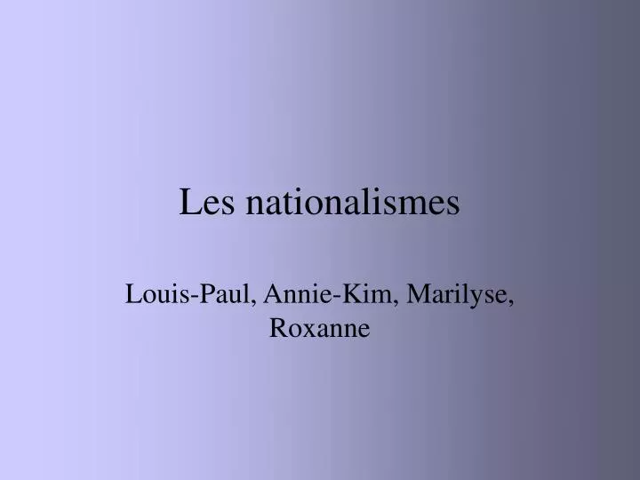 les nationalismes