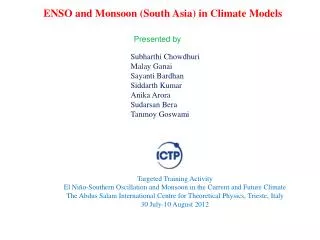 ENSO and Monsoon (South Asia) in Climate Models