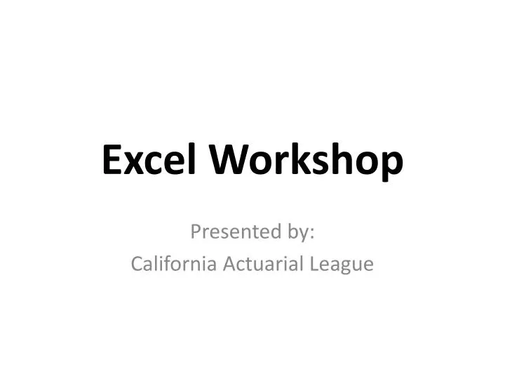 excel workshop